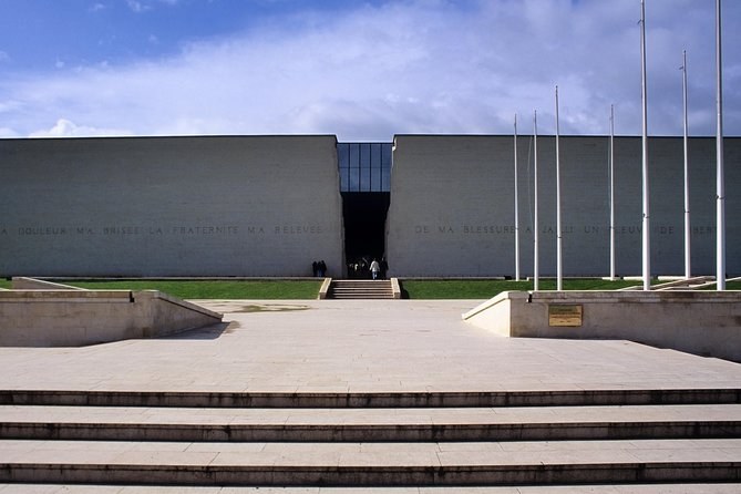 The low concrete front of the Utah Beach landing museum